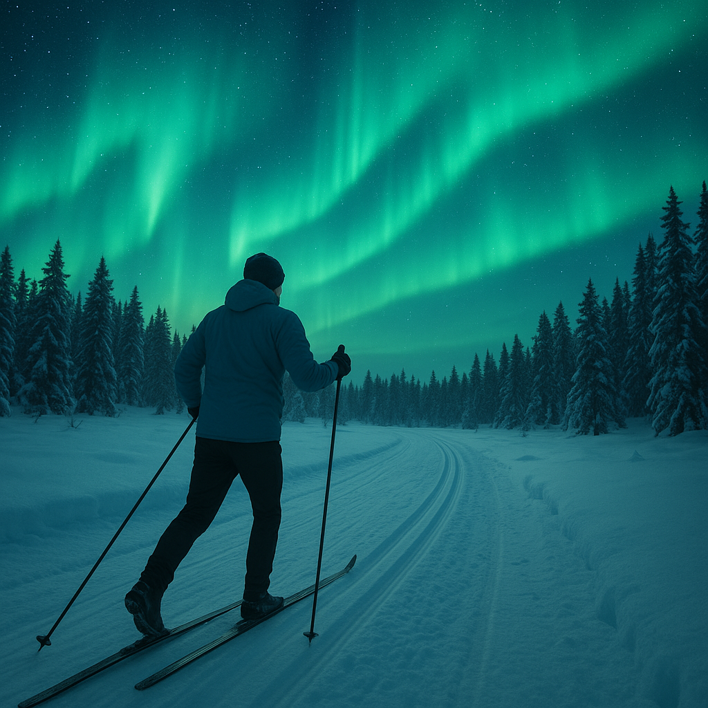How to Try Cross-Country Skiing Under the Northern Lights